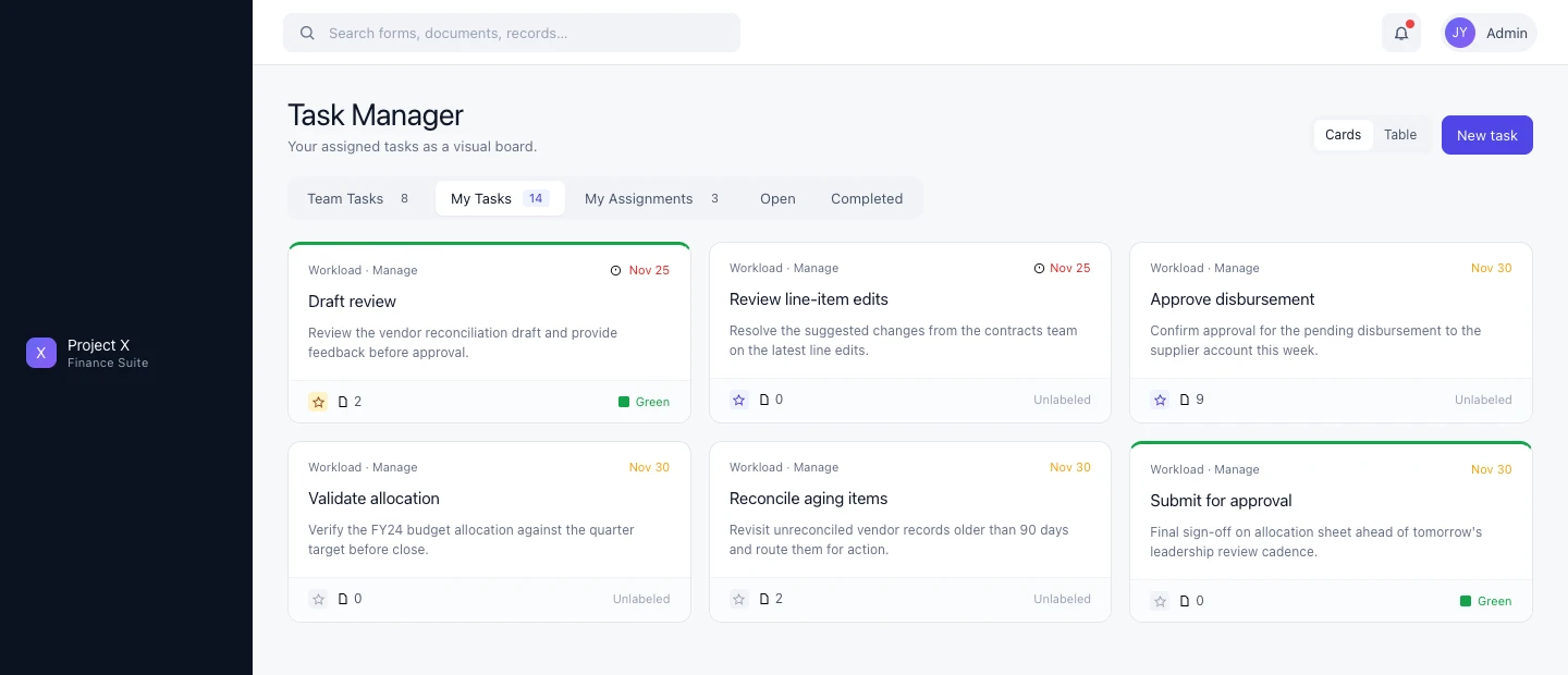 Task Manager — Card View